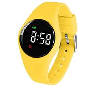 e-vibra résistant à l'eau vibration réveil montre de charge 15 réveil montre avec écran de verrouillage comme une montre d'entraînement de toilette (Yellow Round)