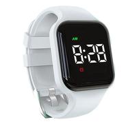 e-vibra résistant à l'eau vibration réveil montre de charge 15 réveil montre avec écran de verrouillage comme une montre d'entraînement de toilette (White Square)
