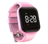 e-vibra résistant à l'eau vibration réveil montre de charge 15 réveil montre avec écran de verrouillage comme une montre d'entraînement de toilette (Pink Square)