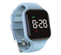 e-vibra résistant à l'eau vibration réveil montre de charge 15 réveil montre avec écran de verrouillage comme une montre d'entraînement de toilette (Light Blue Square)