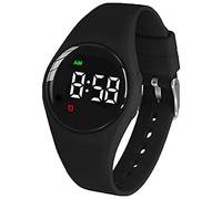 e-vibra résistant à l'eau Vibration réveil Montre de Charge 15 réveil Montre avec écran de Verrouillage comme Une Montre d'entraînement de Toilette (Black Round)