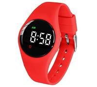 e-vibra résistant à l'eau Vibration réveil Montre de Charge 15 réveil Montre avec écran de Verrouillage comme Une Montre d'entraînement de Toilette (Red Round)
