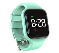 e-vibra résistant à l'eau vibration réveil montre de charge 15 réveil montre avec écran de verrouillage comme une montre d'entraînement de toilette (Mint Green Square)