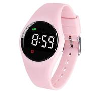 e-vibra résistant à l'eau vibration réveil montre de charge 15 réveil montre avec écran de verrouillage comme une montre d'entraînement de toilette (Pink Round)