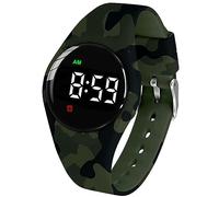 e-vibra résistant à l'eau Vibration réveil Montre de Charge 15 réveil Montre avec écran de Verrouillage comme Une Montre d'entraînement de Toilette (Green Camouflage)
