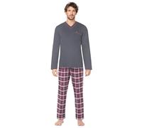 e.VIP Olaf 199 Pyjama long pour homme 100 % coton, gris/rouge, M