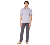 e.VIP® Ralph SL 883 Pyjama pour homme en coton et modal, gris clair, M