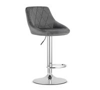 E-W Trading | Tabouret KAST - 85-105 cm - velours gris - Réglable en hauteur - Design moderne
