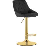 E-W Trading | Tabouret KAST - Noir - Réglable en hauteur - Design ergonomique - Avec base dorée