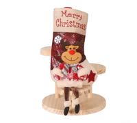 E-W102 Grande chaussette de Noël en tissu avec motif Père Noël à suspendre sur la cheminée offrant un grand espace pour les friandises et les jouets de vacances