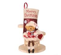 E-W103 Grande chaussette de Noël en tissu avec motif Père Noël à suspendre sur la cheminée offrant un grand espace pour les friandises et les jouets de vacances