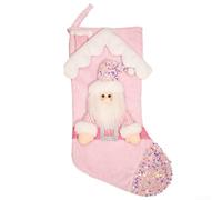 E-W84 Chaussette de Noël en tissu pour suspendre une cheminée ou un arbre Motif Père Noël