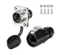 E-WeiChat LP-16 RJ45 IP67 Connecteur industriel étanche Connecteur aviation 8P8C à double port ethernet Connecteur circulaire de signal réseau à libération rapide Coque métallique Prise à bride M16