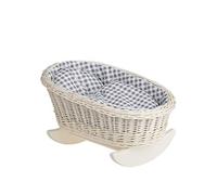 e-wicker24 Alles aus Weide Berceau en Osier Blanc, lit Poupee, Berceau à Bascule en Bois (Blanc_Gris)