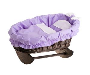 e-wicker24 Alles aus Weide Berceau en Osier Gris, lit Poupee, Berceau à Bascule en Bois (Violet)