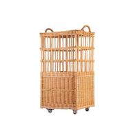 e-wicker24 Alles aus Weide Chariot à pain, chariot à pain sur roulettes avec deux contreplaqué, présentoir baguette, visualisée pour pain,support de stockage de pain (46x40 H90)