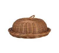 e-wicker24 Alles aus Weide Cloche à pain, Corbeille à pain, panie,boite, plateau gateaux en osier avec couvercle, (Rond_Naturel)