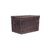 e-wicker24 Alles aus Weide Coffre,grand panier,corbeille,malle de rangement en osier maron.panier en osier (60x39 H39, Maron/gris)