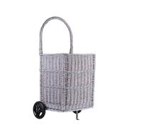 e-wicker24 Alles aus Weide Panier à bûches de cheminée à roulettes - Chariot en osier - Chariot des courses - Panier de rangement - Panier à provisions - Gris