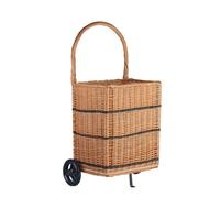 e-wicker24 Alles aus Weide Panier à bûches de cheminée sur roulettes - Chariot en osier - Chariot de rangement - Panier à provisions-Caddie à roulettes-Poussette de Transport (rectangulaire naturelle)