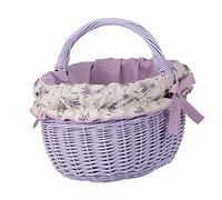 e-wicker24 Alles aus Weide Panier en osier avec anse, panier à provisions gondole, basket ovale de courses,tissu amovible (Lavender)
