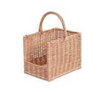 e-wicker24 Alles aus Weide Panier en osier pour bois de cheminée, panier à bûches, à bois avec poignée et fond en contreplaqué (50 x 35 H: 33/55)
