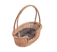 e-wicker24 Alles aus Weide Panier pour Animaux en Osier avec poignée de Transport et Coussin, Corbeille, Niche en Osier