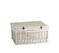 e-wicker24 Alles aus Weide Valise en osier, panier de rangement, panier de style, panier pique - nique, panier cadeau, panier de décoration, boîte multifonction (Blanc avec doublure)