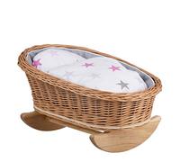 e-wicker24 Berceau en osier, lit poupee berceau à bascule bois