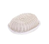 e-wicker24 Cloche à pain, Corbeille à pain, panier,boite, plateau gateaux en osier avec couvercle, (Oblong)