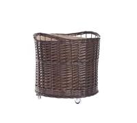 e-wicker24 Coffre de rangement en osier ronde, corbeille et panier à linge ronds en osier avec roulettes et doublure en tissu jute (Marron)
