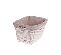 e-wicker24 Corbeille à linge en osier, Panier de rangement,Panier rectangle en osier doublure en tissu. panier maison, (Blanc-creme)