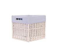 e-wicker24 Corbeille en osier,panier de rangement, caisse,boite, un coffret pour la maison, pour un cadeau (30x30 H30, Blanc)