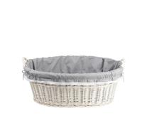 e-wicker24 Corbeille panier à linge ovale en osier, panier de transport et pour la salle de bain (Blanc/gris)
