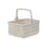 e-wicker24 Grand Panier de Course Rectangulaire en Osier - Cabas Déco à Garnir (Blanc)