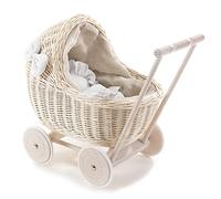e-wicker24 Landau DE POUPÉE en Osier DESAYER avec LITERIE en Lin, Jouets en Osier, Jouets NATURELS pour Enfants