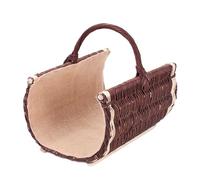 e-wicker24 Panier à bûches en osier non écorcé,panier à bois de cheminée ovale,panier en osier (50 x 36 H: 29/40, Brun_jute)