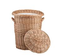 e-wicker24 Panier a linge, corbeille en osier,sac a linge, bac à linge en osier naturel avec une doublure à l'intérieur (Classique 40 avec doublure)