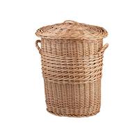 e-wicker24 Panier a linge,corbeille en osier,sac a linge, bac à linge en osier naturel avec une doublure à l'intérieur (Classique 50 avec doublure)