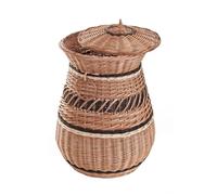 E-wicker24 Panier à Linge Multicolore en Osier - Coffre Ronde, Corbeille à Linge