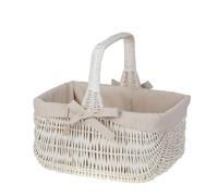 e-wicker24 Panier de course en osier,grand panier rectangulaire à garnir, panier déco (Blanc_avec doublure)