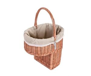e-wicker24 Panier d'escaliers en osier, panier en osier, doublure beige en coton (Naturel)