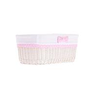 e-wicker24 Panier en osier,corbeille de rangement,coffret,boîte cadeau de mariage, baptême, baby shower.. (Blanc_1)