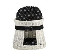 e-wicker24 Panier en Osier, Maison pour Chat ou Chien, Corbeille Chat, Niche en Osier à Deux étages, (Blanc_noir2)