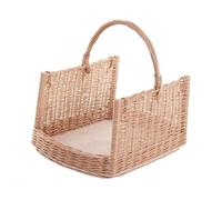e-wicker24 Panier en osier pour bois de cheminée, panier à bûches avec poignée,