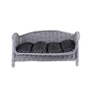 e-wicker24 Panier pour animaux de compagnie, panier pour chien, chat, avec coussin doux, chaise longue pour animaux, camp pour chien, lit pour chat, lit pour chien, lit pour chat (gris/noir 1, 64 x 42