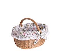 e-wicker24 Panier provisions,panier en osier pour le marché, courses en osier buff, tissu en fleurs amovible