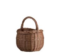 e-wicker24 Panier rond en osier avec anse, panier de courses, panier pour toutes les occasions, basket en osier, panier de service, panier de collecte (Naturel)
