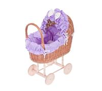 e-wicker24 Poussette - Landau pour poupée en Osier, Cadeau pour Les Enfants ((Naturel, Violet)