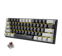 E-Yooso Clavier Mécanique de Jeu 60% Mini - 61 Touches, Switch Brun (Brown) Silencieux, Rétroéclairage LED RGB, PBT Double Shot, Layout US QWERTY - Noir Gris